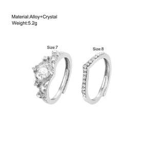2pc Light Luxury Crown Ring For Women, 2-in-1 Detachable Niche Design Ins Trendy Stackable Diamond Ring, Gift For Girlfriend