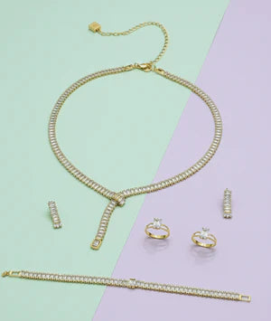 Baguette Lariat Jewelry Set
