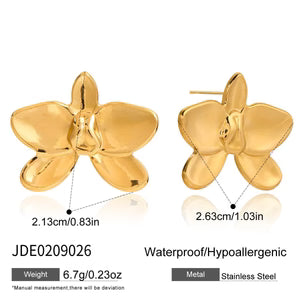 Classic Minimalist Stainless Steel Orchid Earrings With A Chic Butterfly Design
