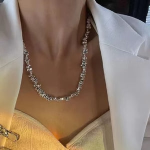 Light-luxury Couples Clavicle For Women Mens Titanium Steel Irregular Broken Silver Necklace