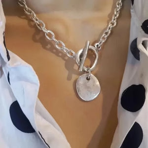 Personalized Street Hip-Hop Round-Plate Titanium Steel Necklace