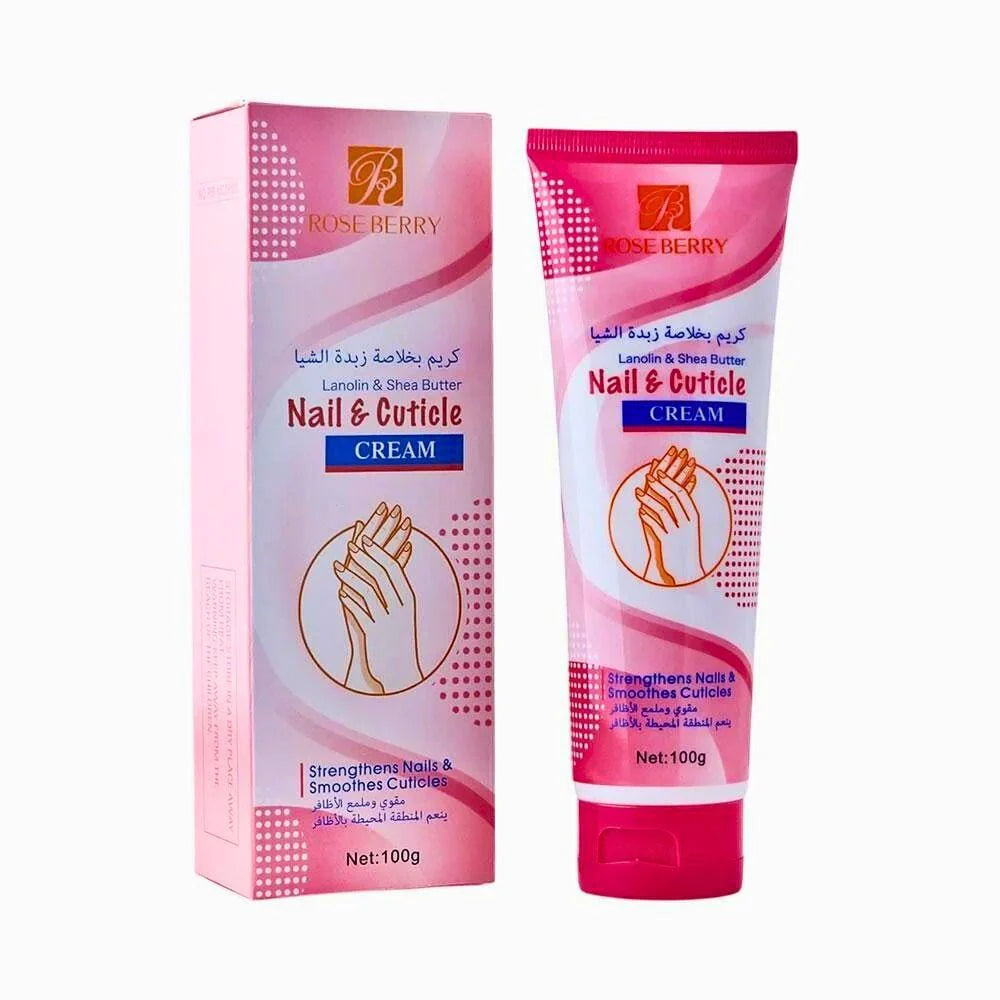 Rose Berry Lanolin & Shea Butter Nail & Cuticle Cream – Strengthening & Softening Formula (100g)