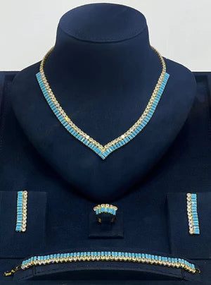 Turquoise V-Cut Crystal Jewelry Set