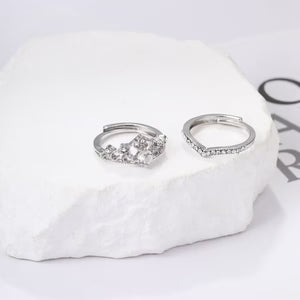 2pc Light Luxury Crown Ring For Women, 2-in-1 Detachable Niche Design Ins Trendy Stackable Diamond Ring, Gift For Girlfriend