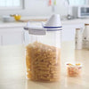 Premify 4pcs Cereal & Dry Food Storage Containers with Measuring Cup, Airtight Plastic Kitchen Storage Organizer, Clear Food Storage Box for Flour, Sugar, Rice | BPA Free Container with Locking Lids