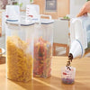 Premify 4pcs Cereal & Dry Food Storage Containers with Measuring Cup, Airtight Plastic Kitchen Storage Organizer, Clear Food Storage Box for Flour, Sugar, Rice | BPA Free Container with Locking Lids