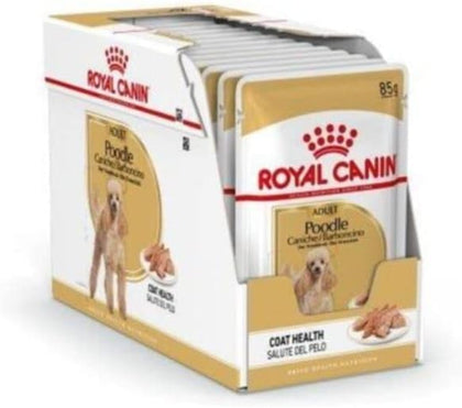 Royal Canin Bhn Poodle Adult Wet Food Pouches Box Of 12X85G Breed Health Nutrition Dog Food, White/Gold