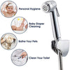 JOMOO Paperless Washing Shattaf Head, Handheld Bidet Sprayer for Toilet Diaper Sprayer with Wall Base and Hose, Bidet Spray Bottom Cleaner Spray