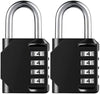 SHOWAY 2 Pcs Combination Padlock with 4-Digit Smooth Dial, Heavy Duty Lock Weather Proof Padlock for Gym, School, Garage, Storage, Luggage Lockers (Black)