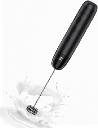Rechargeable Milk Frother, Handheld Electric Foam Maker Detachable Stainless Steel Whisk Drink Mixer Foamer Mini Blender for Matcha, Lattes, No Stand, LunaFro Mini (Black)
