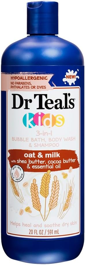 Dr Teal's Kids 3 in 1 Bubble Bath, Body Wash & Shampoo Oat & Milk Bath 591Ml
