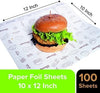 Oddy Uniwraps Food Wrapping Paper Sheets | Wrap Roti, Parantha, Sandwich, Burger & More! Keep Food Safe & Fresh | 10x12 Inches, Pack of 100 Sheets