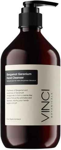 Vinci Botanicals Bergamot Geranium Hand Cleanser | Gentle Exfoliating Hand Wash | Cleanses & Hydrates Skin | Made with Essential Oils | Cruelty, Vegan & Paraben Free | Sweet & Fresh Aroma | 500 ml
