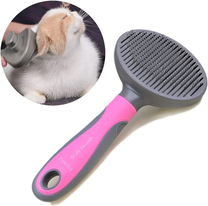 Hesiry Cat Brush Pet Soft Shedding Brush, Removes Loose Undercoat Gently, Pet Slicker Brush for Matted and Tangled Hair with Self Cleaning Button