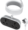 PEGANT 2 Way 5 Meters, 2 Universal Outlets Power Extension Cord, 5M Dual Socket Cable Extender, 2500W 2 Plugs Electric Wire for Desk, Table, Floor, Office, Car (2-way 5M)