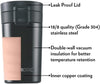 Coffeemate Insulated Mug, Vacuum Insulated Travel Coffee Mug with Lid, 8 Hours Hot and 14 Hours Cold, 300 ml (Stainless Steel)