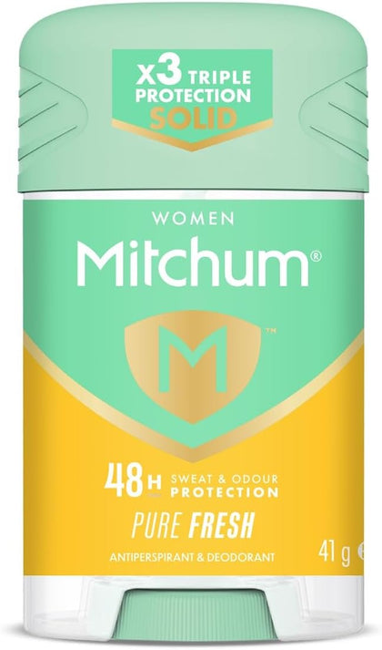 Mitchum Revlon Women Triple Odor Defense 48HR Protection Deodorant Stick and Antiperspirant Pure Fresh, Dermatologist Tested, 41 g (Pack of 1)
