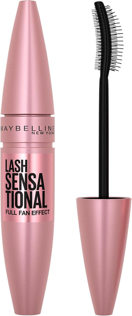 Maybelline New York Volume Mascara, Washable, Full Fan Effect, Long Eyelashes, Clump free, Lash Sensational, Very Black
