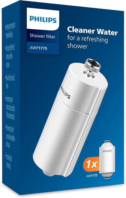 Philips Water AWP1775 - In-Line Shower Filter - Reduces Chlorine by up to 99 Percent I Easy to Instal I Fits all UK and Eire Shower hoses and taps I White