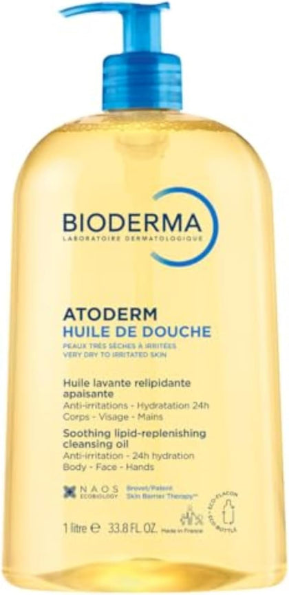 Bioderma Atoderm Huile De Douche Anti-Irritation Cleansing Oil Sensitive Dry To Atopic Skin, 1 Liter