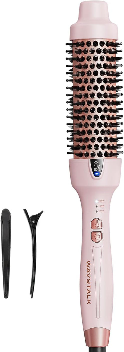 Wavytalk Thermal Brush, 1.5 Inch Negative Ion Thermal Round Brush Creates Salon-quality Blowouts, lonic Frizz Reduction Makes Hair Shinier & Smoother (Millennial Pink)