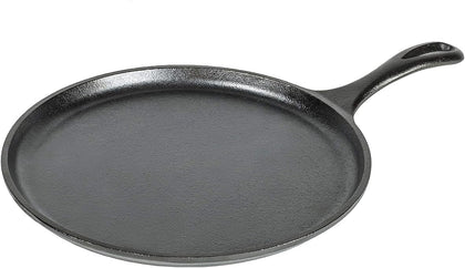 L9Og3 Griddle Pre-Seasoned Round Pan Perfect For Pancakes, Pizzas, And Quesadillas, Black, W 27.0 X H 3.8 X L 40.3 cm, Cast Iron, 10.5 Inch (Pack Of 1)