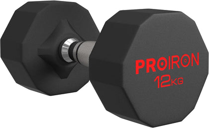 PROIRON Rubber Dumbbells Odorless, Steel Weights Set Men Women Home Gym 3kg 5kg 8kg 10kg 12kg 16kg 20kg 24kg Fitness Training Exercise Body Strength Lifting Equipment (Pair or Single)