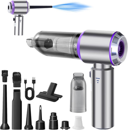 LENND Car Vacuum Cleaner Cordless,Wireless Mini Vacuum Cleaner 4-in-1 Compressed Air Duster & Air Blower & Pump，Portable Handheld Vacuum with Brushless Motor for Car, Home, Office,Camping