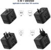 RXSQUL Universal International Power Travel Plug Adapter, 5 in 1 European Travel Plug Adapter W/ 3.5A 2xUSB-A And 2xUSB C Wall Charger and Worldwide AC Outlet for Europe USA UK AUS Asia-Black