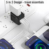 RXSQUL Universal International Power Travel Plug Adapter, 5 in 1 European Travel Plug Adapter W/ 3.5A 2xUSB-A And 2xUSB C Wall Charger and Worldwide AC Outlet for Europe USA UK AUS Asia-Black