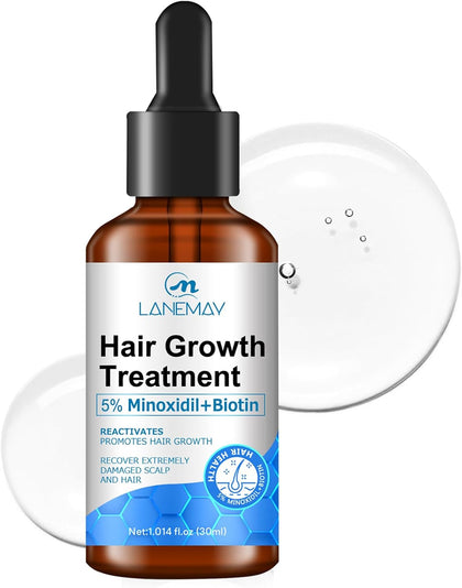 Minoxidil Hair Growth Serum, Advanced Hair Fall Control Serum with Minoxidil 5%, Biotin, Rosemary & Vitamin E, Anti-Hair Loss & Strengthening