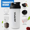 Shaker Bottle for Protein Mixes BPA-Free Leak Proof Smothies Mixer Water Cups 750 ML 2 Pack (Black+White)
