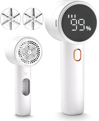 Peiyuu Fabric Shaver, Lint Remover Rechargeable, Electric Portable Sweater Defuzzer with 3 Speeds, 6 Leaf Blades, Digital LED Display to Remove Pilling for Clothes, Furniture, Sweater, Couch, Blanket