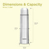 Flip Lid 1000 Thermosteel 24 Hours Hot and Cold Water Bottle with Bag, 1 Litre, Silver