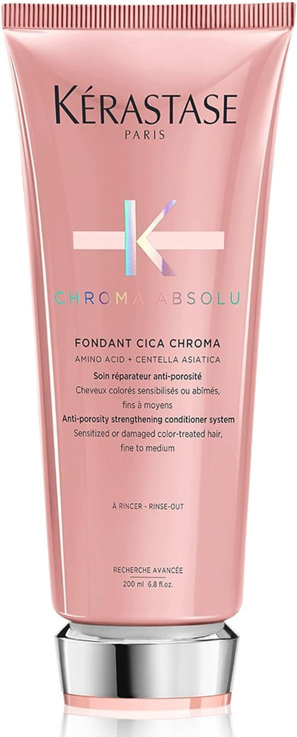 Kérastase Chroma Absolu, Strengthening & Fortifying Conditioner, For Sensitised or Damaged Color-Treated Hair, Fine To Medium, Anti-Porosity, with Lactic Acid, Fondant Cica Chroma, 200ml