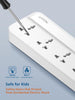 PEGANT 5 Way Power Extension Cord with USB, 1x 20W USB-C PD, 3x USB-A QC Fast Charging Ports, 5x Universal Electrical Outlet Lead Sockets, Multi Plug Charging Surge Protector Strip, 3M Cable