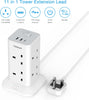 TESSAN Tower Extension Lead with USB C Slots, 8 Way Multi Plug Extension Sockets 2M Cord, Surge Protected Extension Lead with Switch, Multi Extension Plug Tower Power Strip for Home, School Supplies