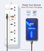 PEGANT 5 Way Power Extension Cord with USB, 1x 20W USB-C PD, 3x USB-A QC Fast Charging Ports, 5x Universal Electrical Outlet Lead Sockets, Multi Plug Charging Surge Protector Strip, 3M Cable