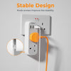 TESSAN Multi Plug Extension with 3 USB, Double Plug Adaptor Multi Plug Extension, 2 Way Double Plug with USB C Fast Charger Plug, Slim Multiple Plug Socket AE for Kitchen, Office, School Supplies
