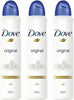 Dove 3 Pack of 250ml Women Original Anti-Perspirant Deodorant Spray Upto 48 Hour Protection