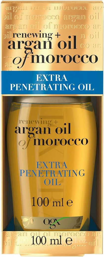 OGX, Hair Oil, Renewing+ Argan Oil of Morocco, Extra Penetrating Oil, Dry & Coarse Hair Types, New Formula, 100ml