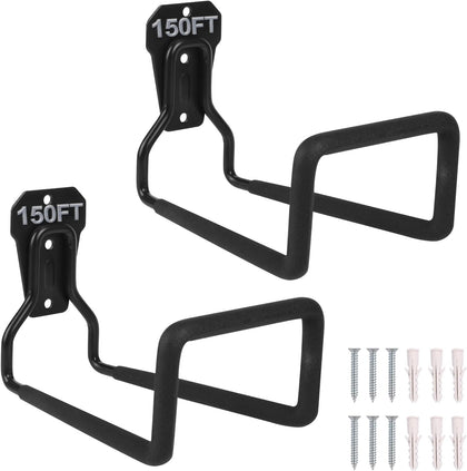 PeoMev 2pcs Heavy Duty Hose Hanger Garden Hose Storage Black Water Hose Holders for Outside Wall Mount Garden Hose Reel Hose Stand