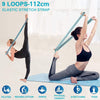 Angju Stretch Band Strap, Elastic Exercise Stretching Band with 9 Loops for Yoga Physical Therapy Dance Workout Fitness, Stretch Assist - Light Resistance Band for Strength Flexibility Training