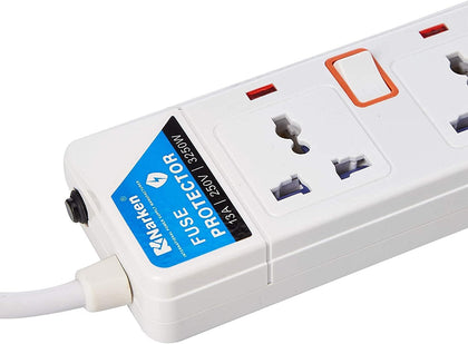 Narken E-Series Electric Universal Extension Cord 4 Socket 10 Meter Power Strip wire, 13A Fuse surge With Separate Single Switch and Indicate light, Max 13A, 3250W, AC 250V