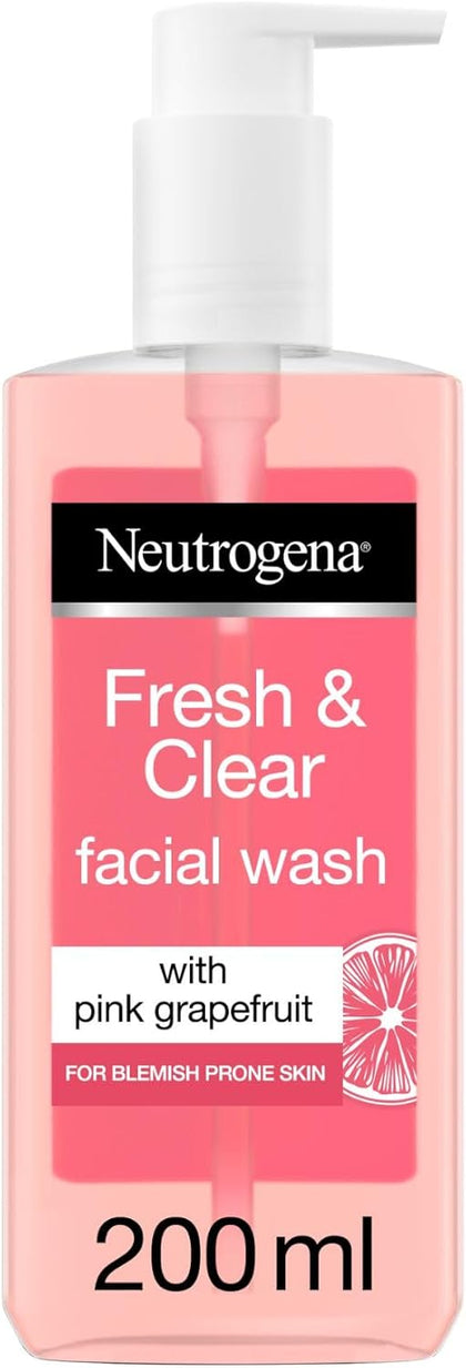 NEUtrogena Facial Wash, Fresh & Clear, With Pink Grapefruit For Blemish Prone Skin, 200Ml