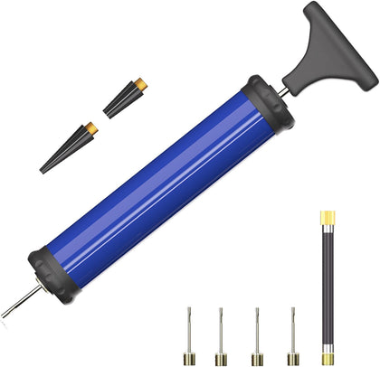 DDUO Portable Ball Pump, Air Pump Kit with Needle, Nozzle, Extension Hose for Basketball, Football, Volleyball, Water Polo, Rugby, Exercise, Inflatable Balls
