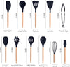 19-Piece Cooking Utensils Set With Heat Resistant Silicone Spatulas, 6 Sharp Knives, and 2 Cutting Boards (Black)