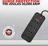 Honeywell Surge Protector, 8 Universal Sockets,2 Meter Cord, 20000Amp, Device Secure Warranty,Automatic Overload Protection,Spike Guard/Extension board,Master Switch,3Year Manufacturer Warranty-Black