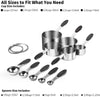 18/8 Stainless Steel Measuring Cups and Spoons Set of 10, Upgraded Thickness Handle (Black)