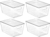 Vtopmart 4 Pack Clear Stackable Storage Bins with Lids, Plastic Organizer Boxes with Handle for Pantry, Perfect for Kitchen, Fridge, Cabinet, Closet, Bathroom Organization, Large